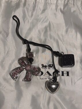 Coach Pink Crystal Bow, Rainbow Heart, and dice Charm Keyring from LL Rogue 31